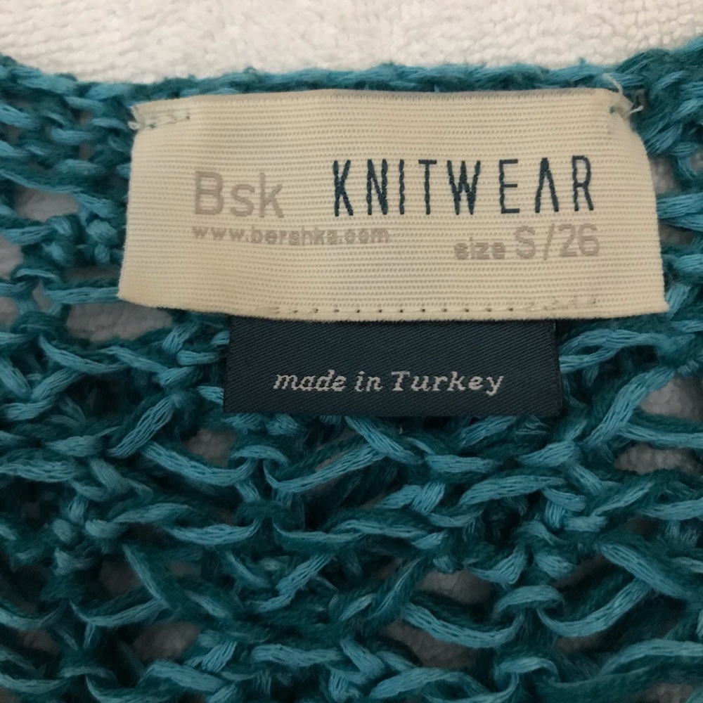 BERSHKA • Macramé Turquoise Sweater / (S/26) - Picture 7 of 8